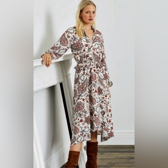 Banana Republic Dresses & Skirts - Size 14 Banana Republic Cream Paisley Midi Dress with Rust Accents